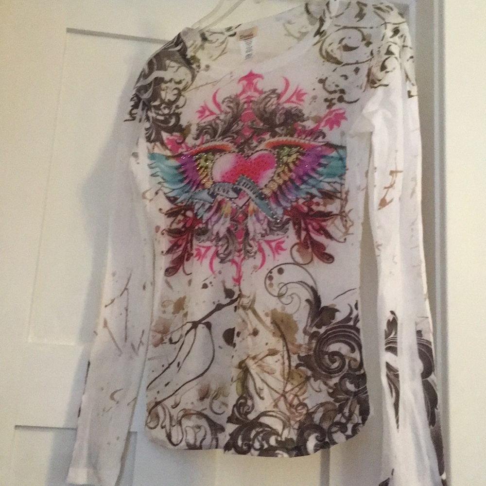 Sheer long sleeve top